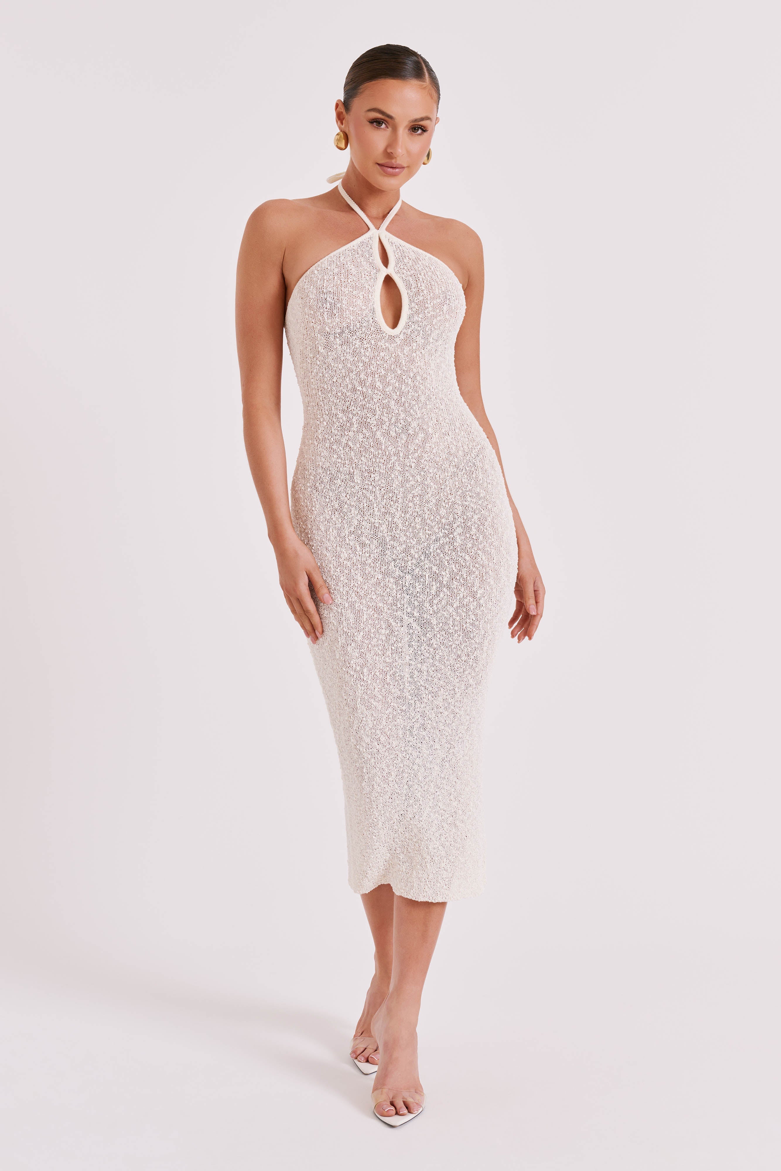 Celebrate Life White Lace Halter Midi Dress