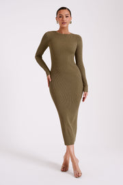 Rowen Long Sleeve Midi Dress - Olive