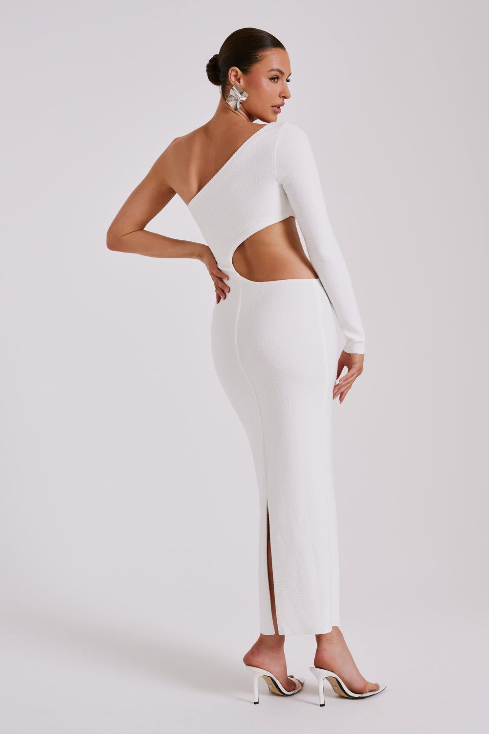 Alisson Hot Fix Crepe One Shoulder Maxi Dress - White