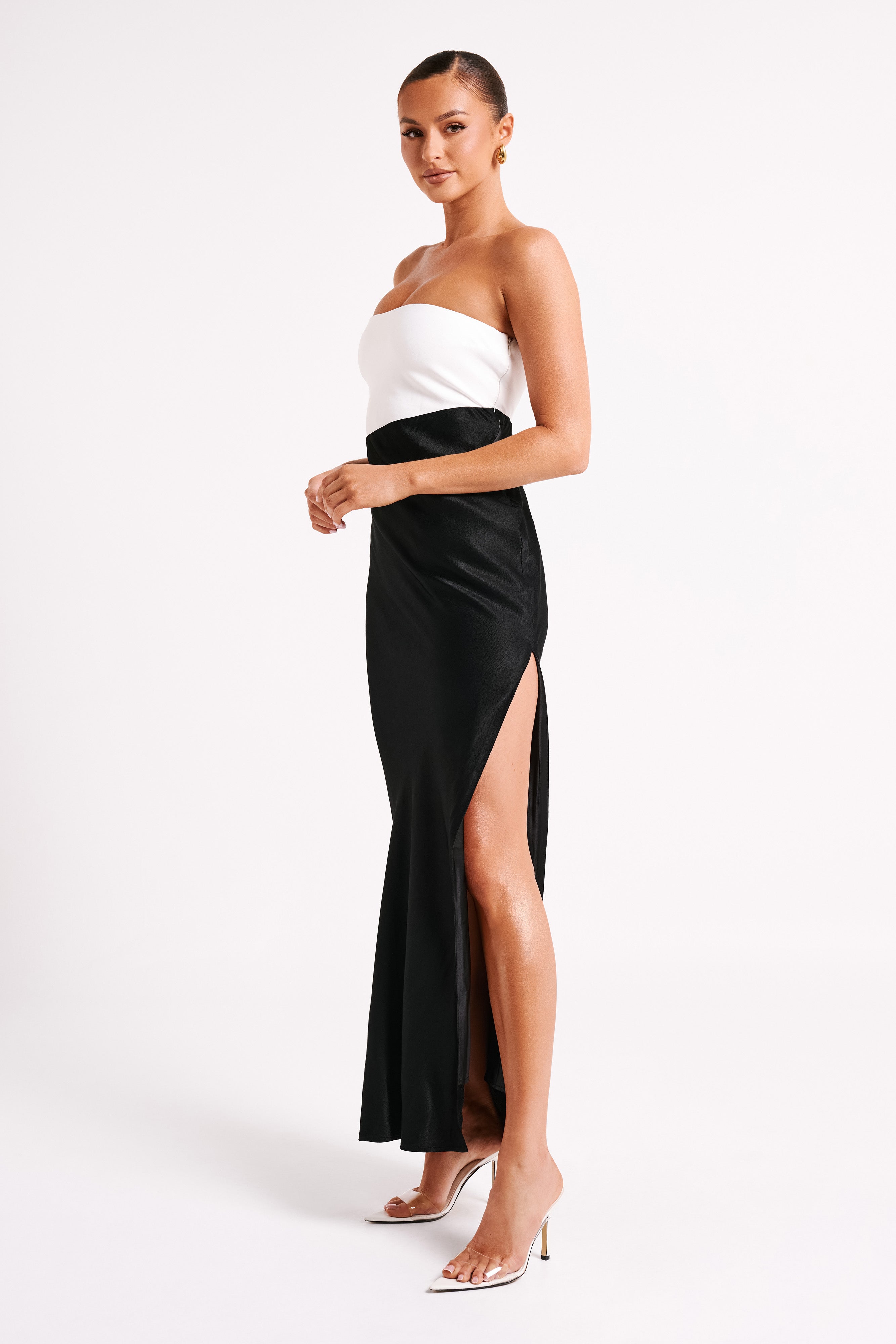 Black white maxi shops dress