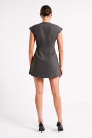 Kiernan Textured Sleeveless Blazer Dress - Charcoal - MESHKI U.S