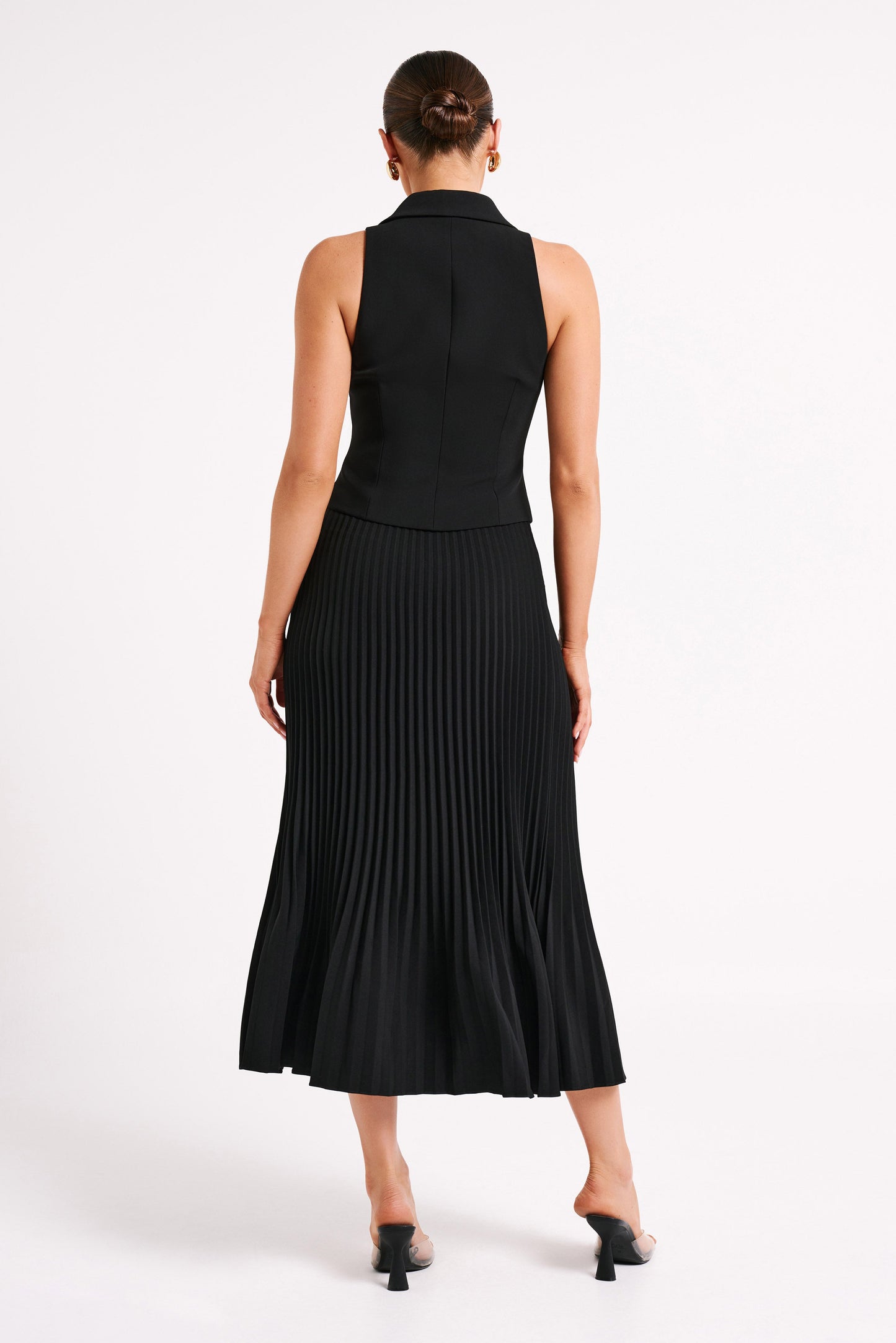 Twyla Pleated Suiting Maxi Skirt - Black