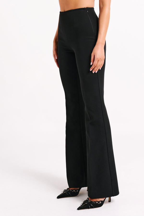 Loretta Fit & Flare Tailored Pant - Black - MESHKI U.S