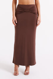 Ceri Maxi Twist Skirt - Mocha