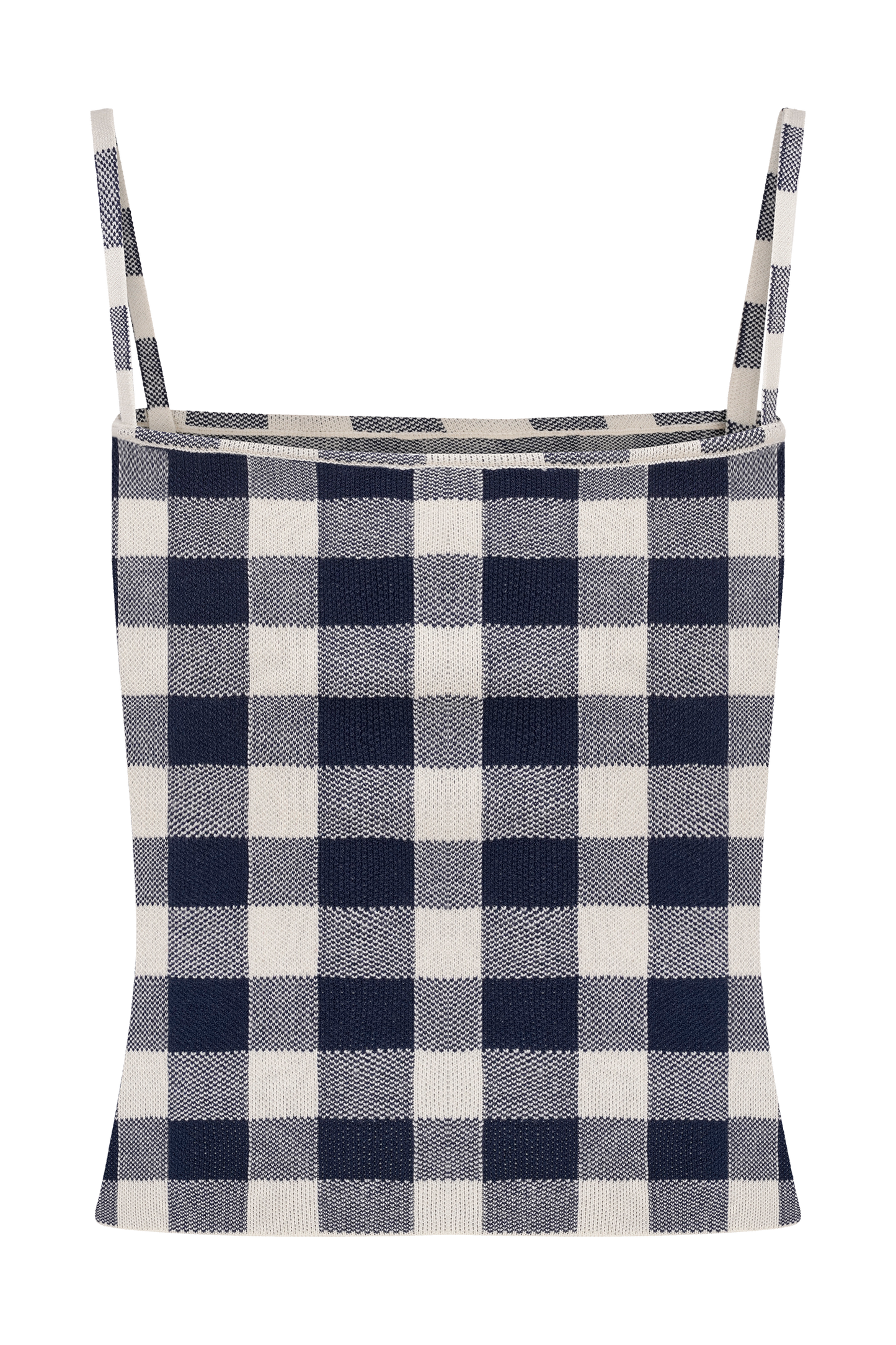 Marcie Sleeveless Knit Top - Navy Gingham