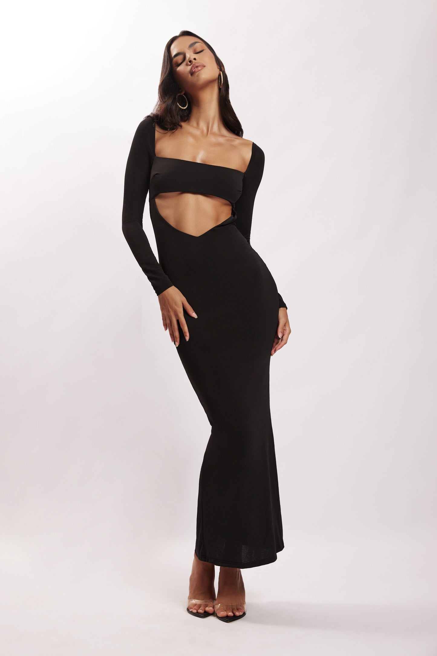 Ashleigh Cut Out Bandeau Maxi Dress - Black