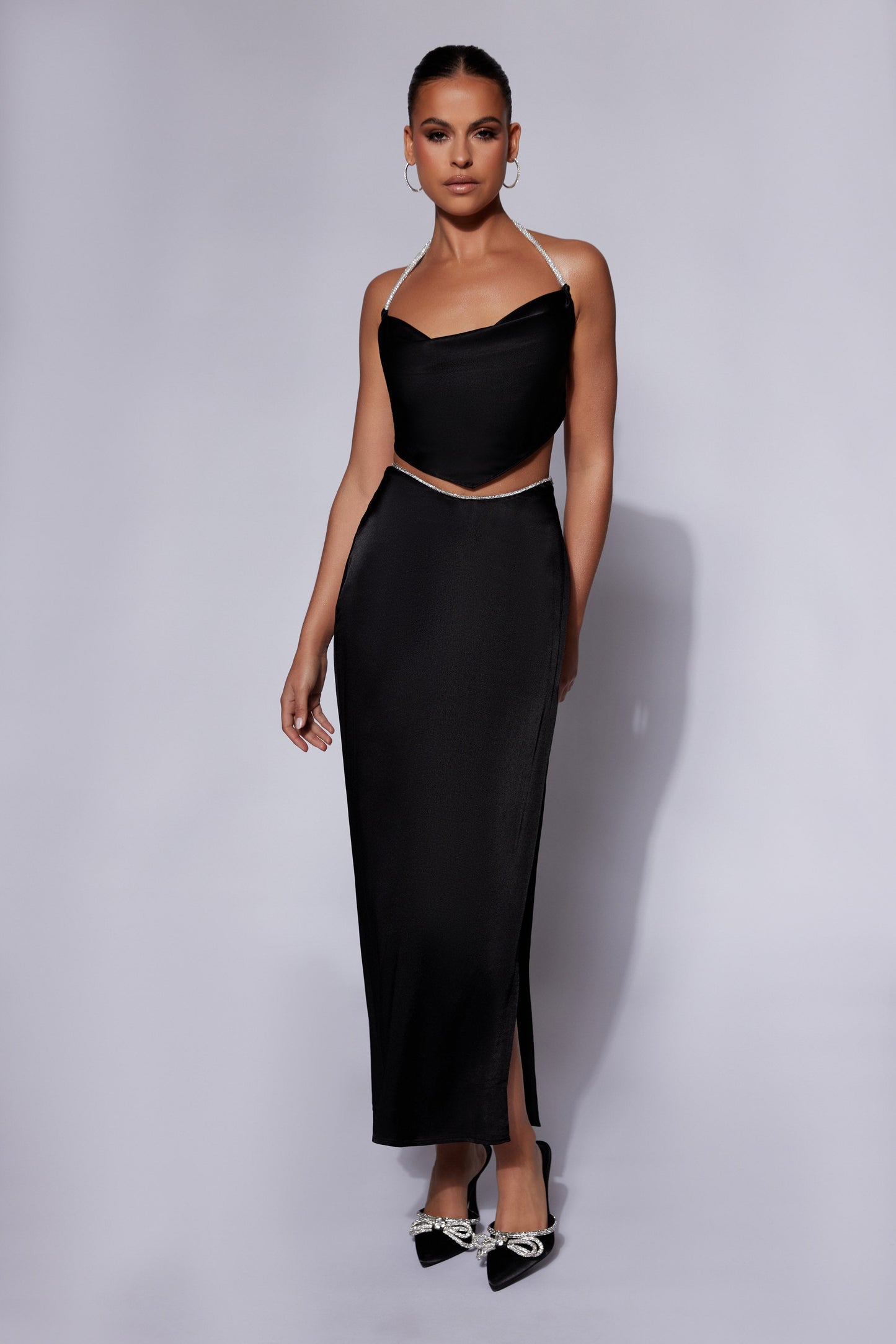 Christie Diamante Rope Maxi Skirt - Black