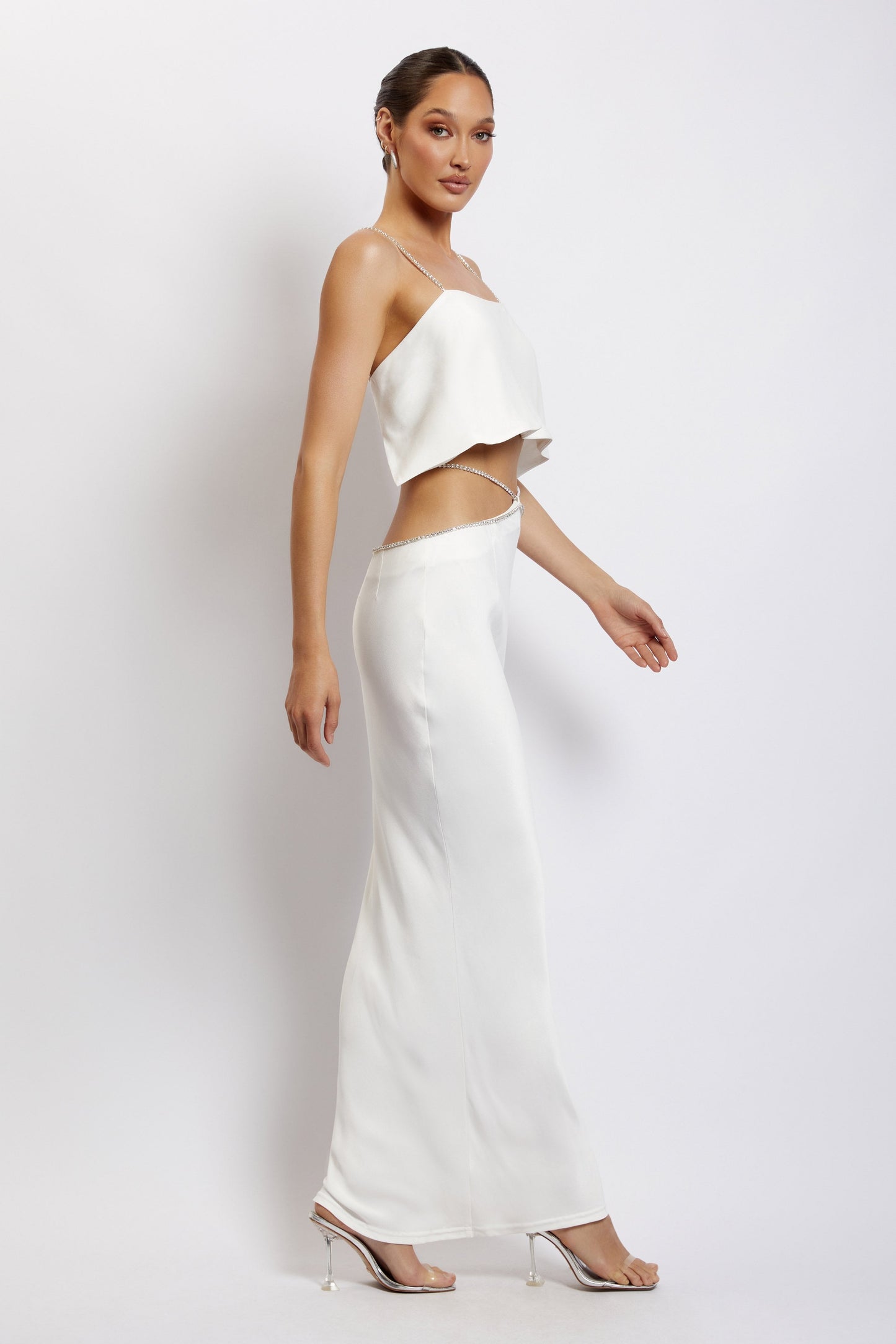 Dayana Straight Cut Crop Top - White