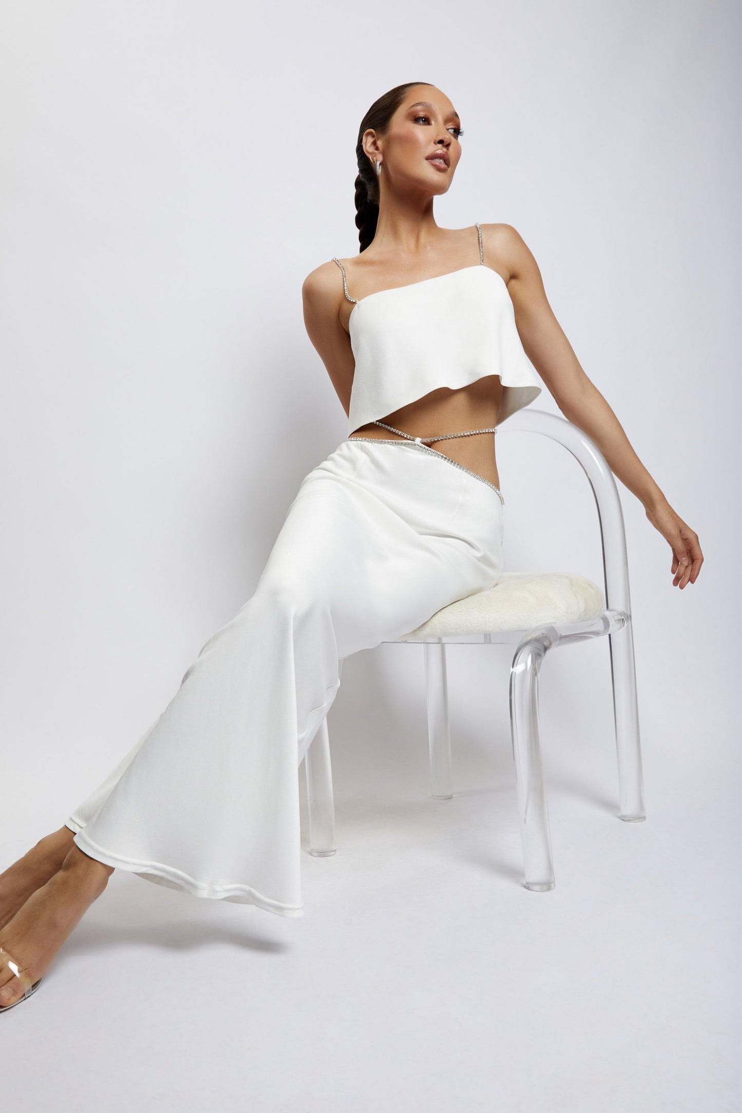 Dayana Straight Cut Crop Top - White