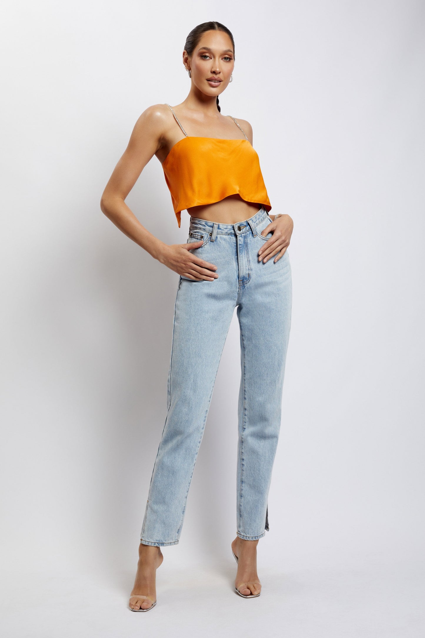 Dayana Straight Cut Crop Top - Mandarin