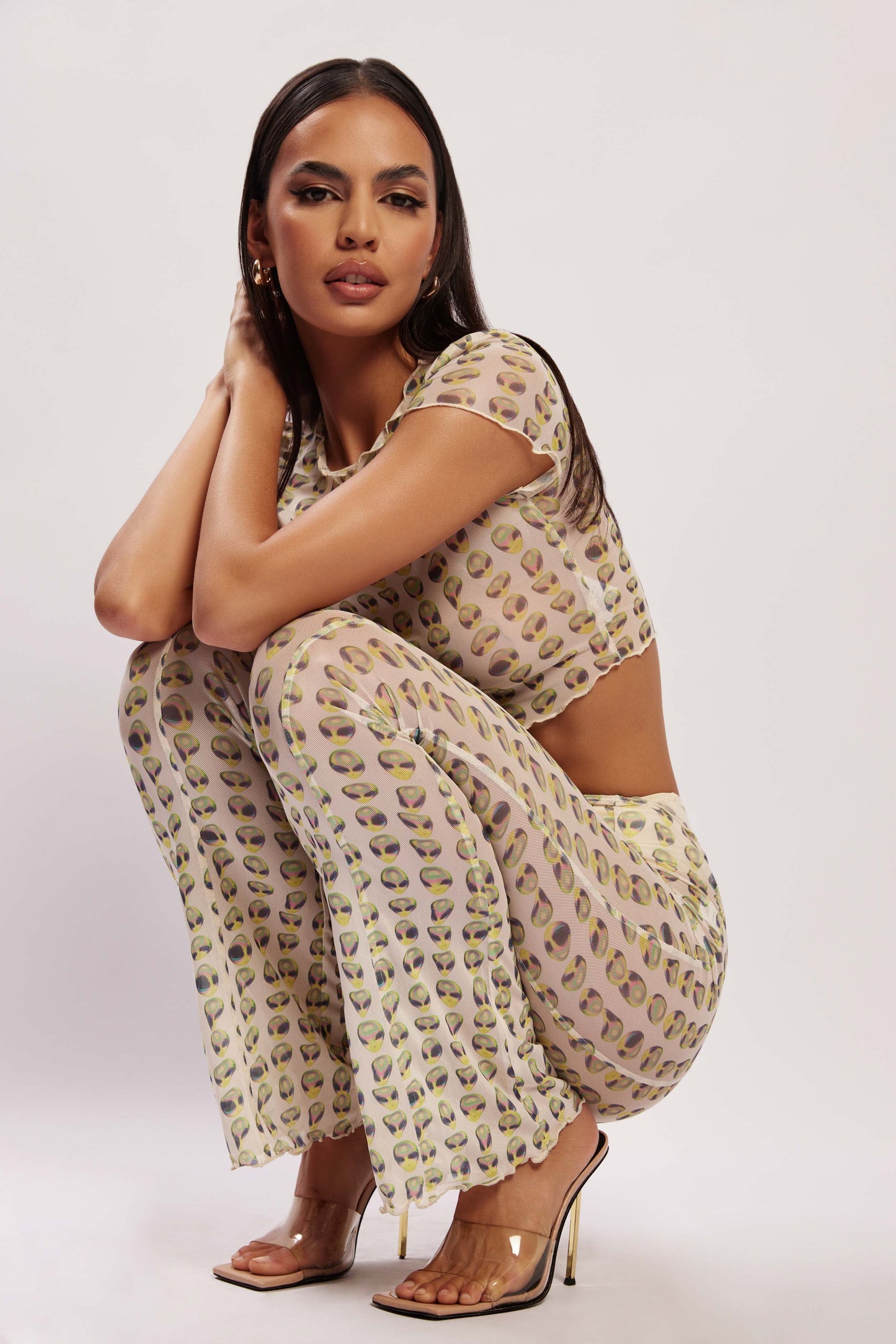 Nora Mesh Straight Leg Pant - Alien Print