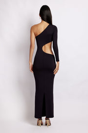 Joyce One Shoulder Cut Out Maxi Dress - Black