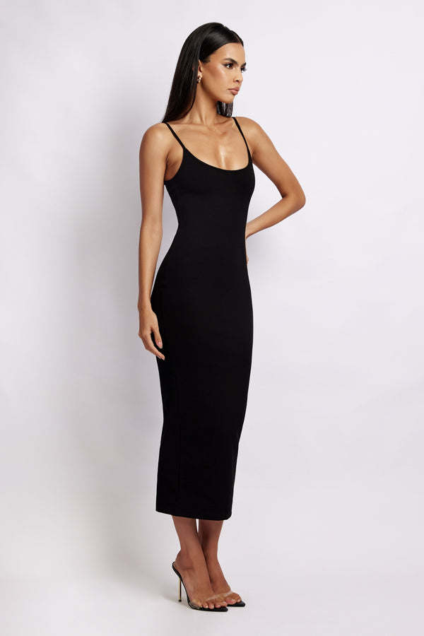 Express Women spaghetti strap bodycon dress form fitted slit black size 0