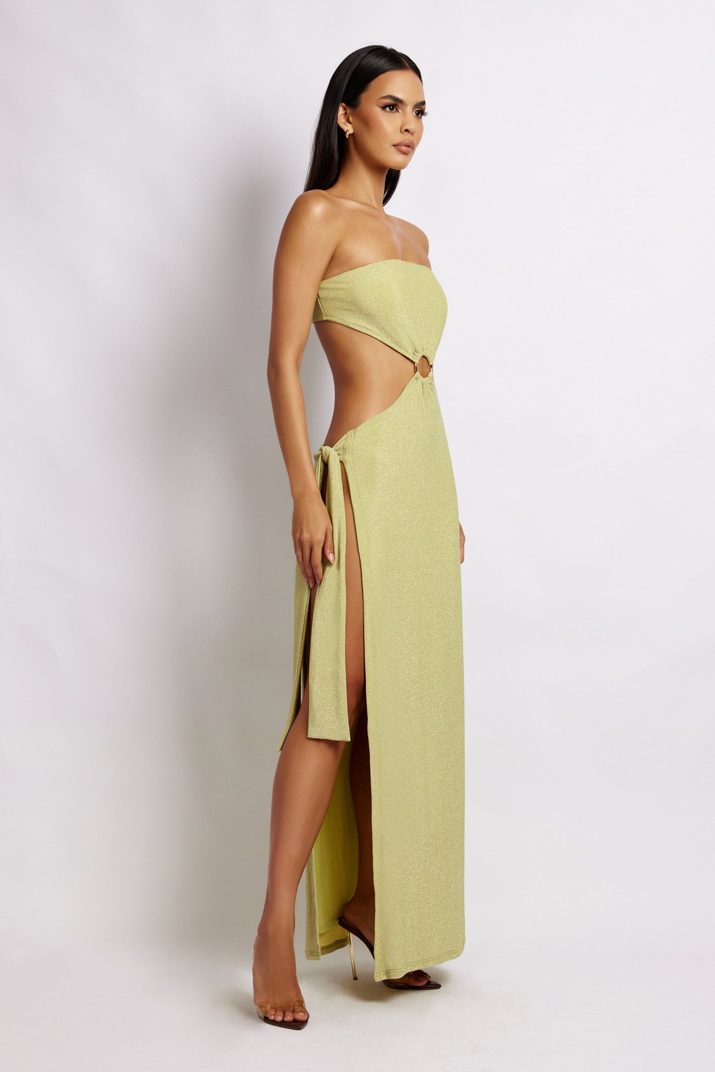 Sierra Strapless Shimmer Dress - Green Shimmer