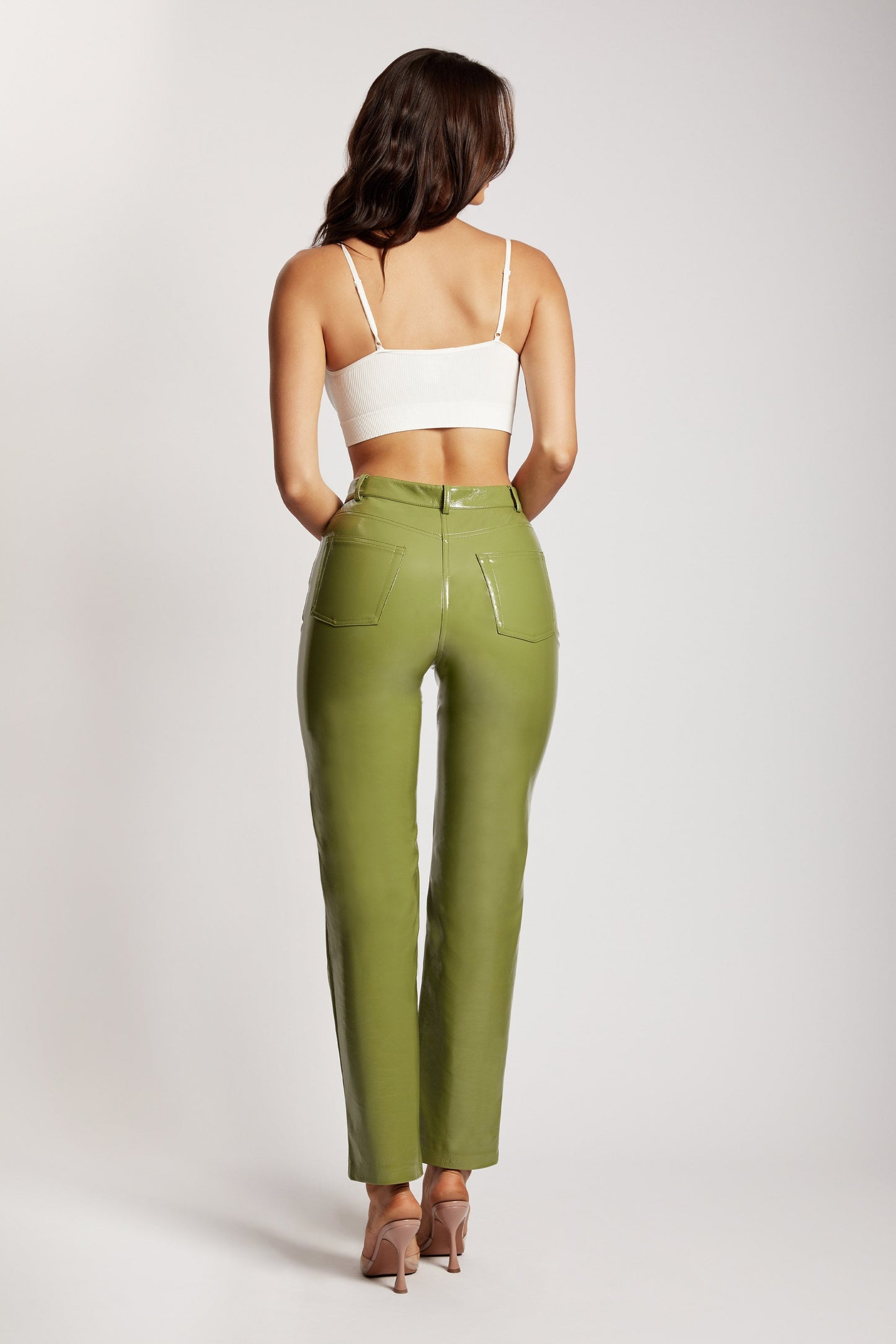 Oakleigh Straight Leg Patent Pants - Green