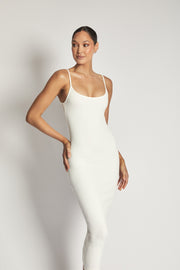 Alexis Ribbed Cami Midi Dress - White - MESHKI U.S