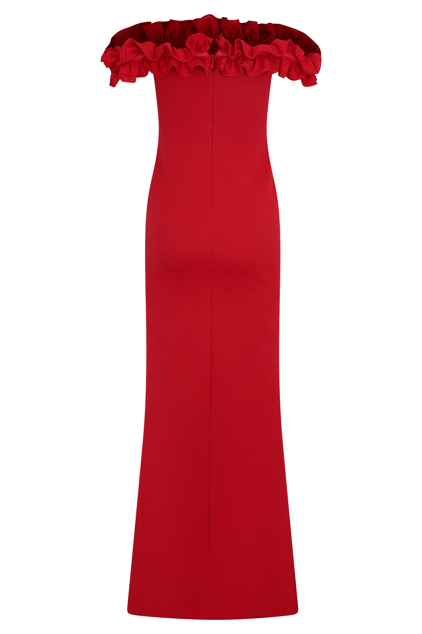 Nova Ruffle Off Shoulder Maxi Dress - Ruby Red