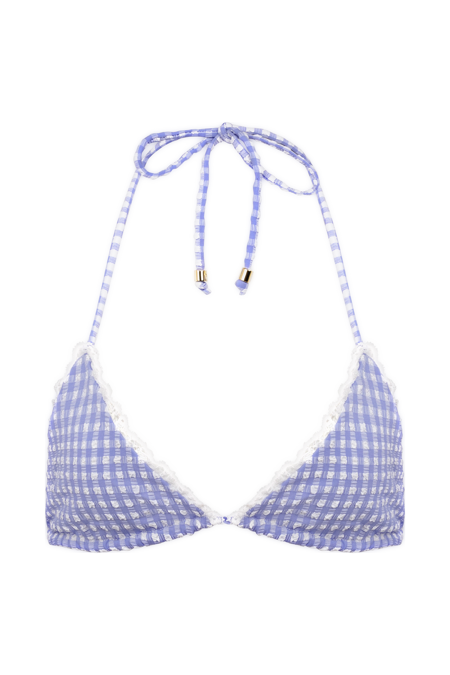 Persephone Gingham Triangle Bikini Top - Lilac