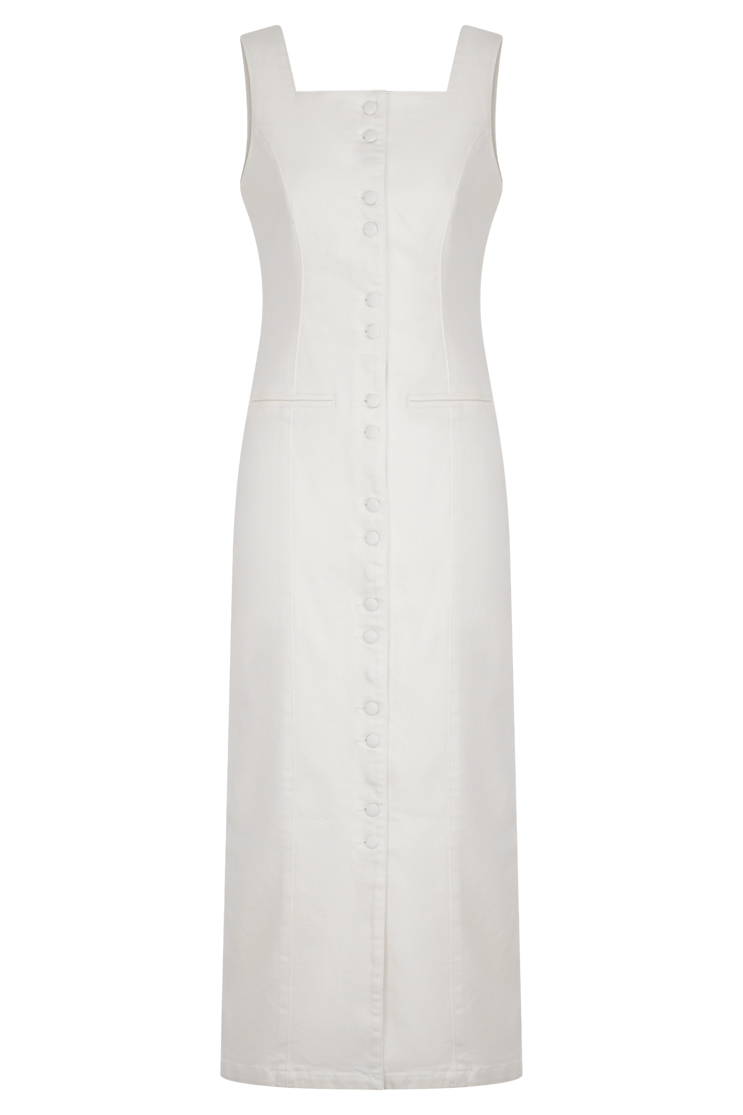 Reyna Denim Midi Dress - White