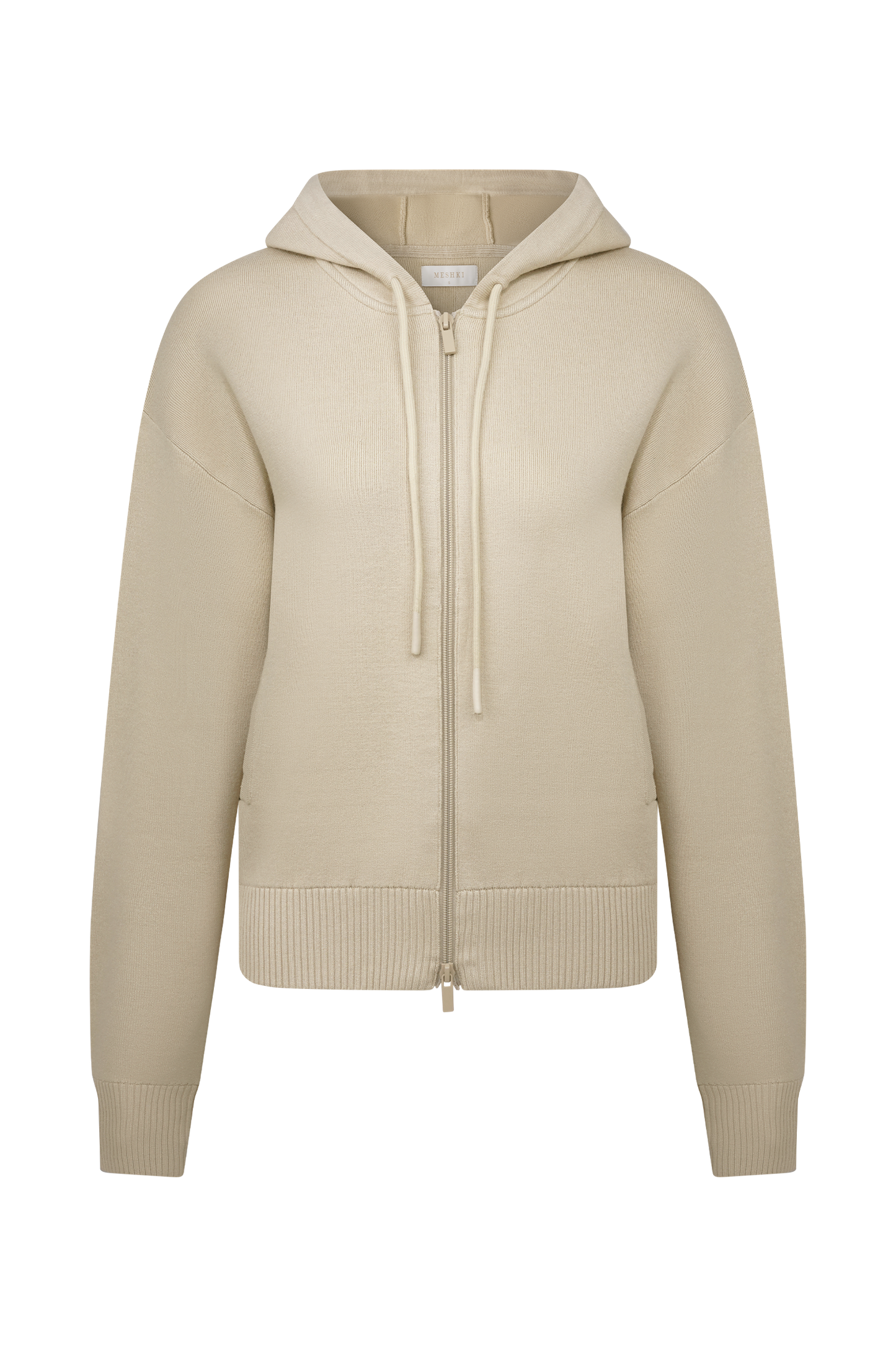 Sami Zip Front Knit Hoodie - Camel