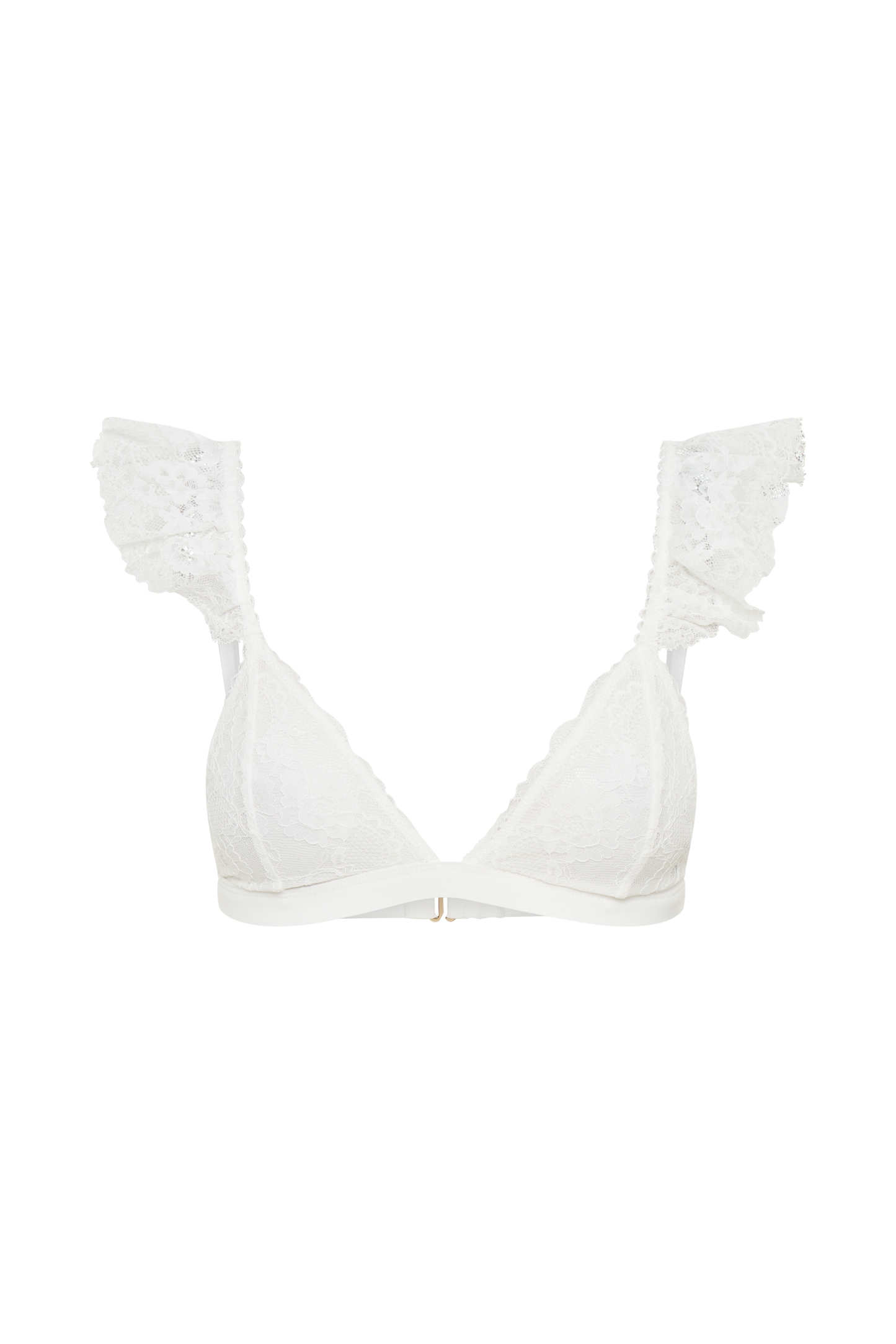 Anniston Lace Frill Triangle Bralette - White