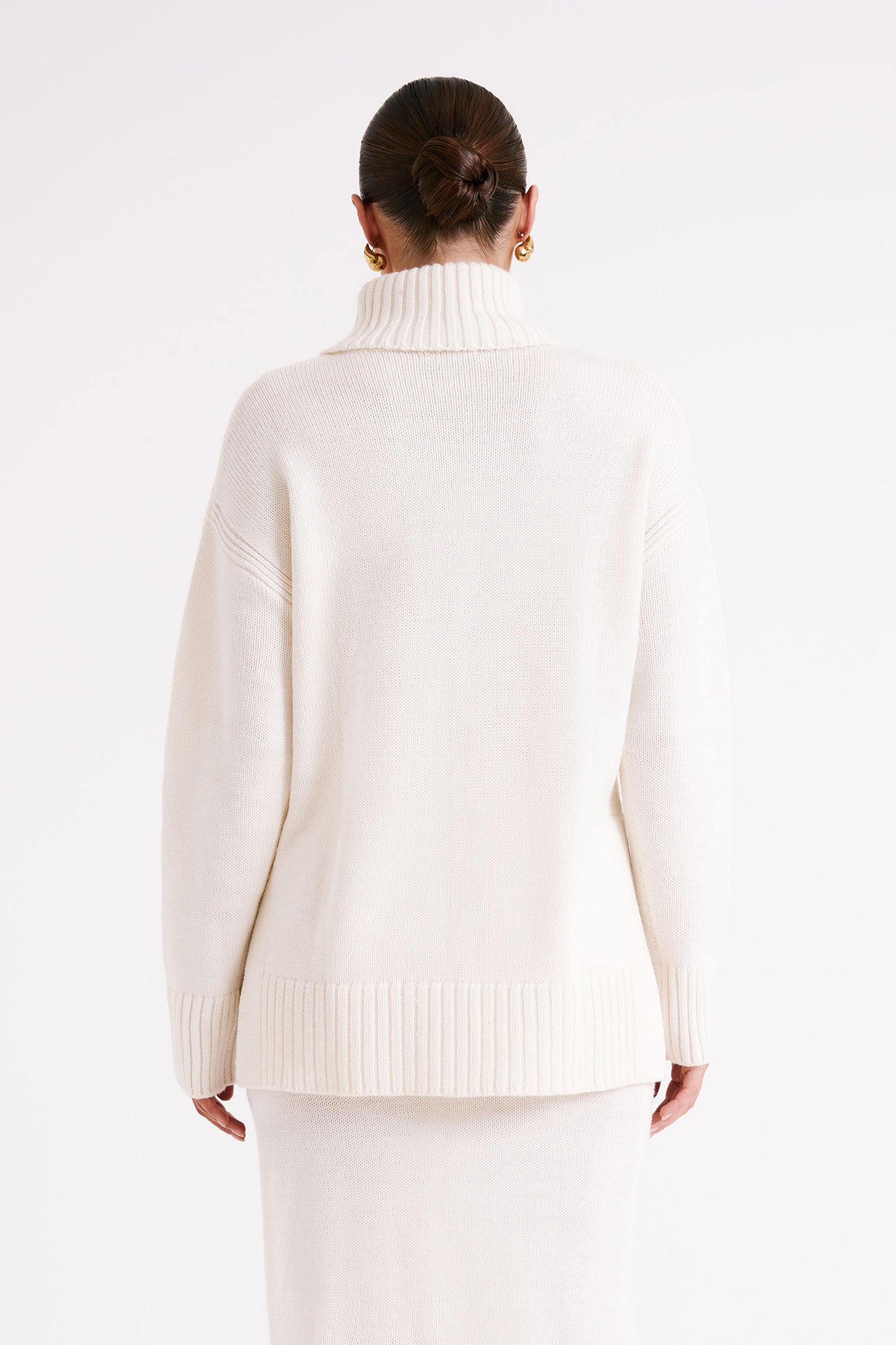 Brittany High Neck Knit Jumper - Ivory