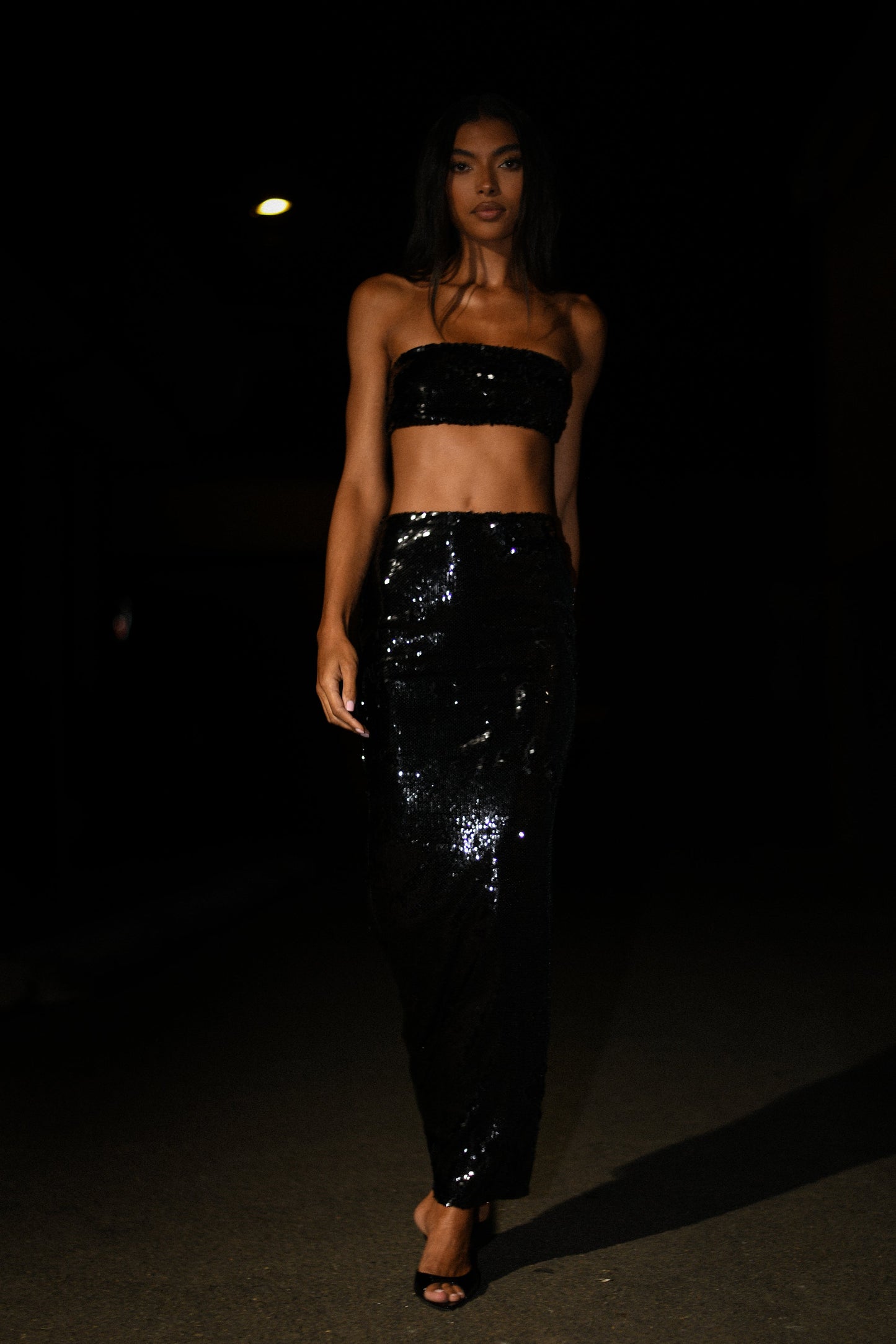 Cosette Sequin Maxi Skirt - Black