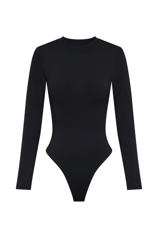 Delilah Long Sleeve Crew Neck Bodysuit - Black