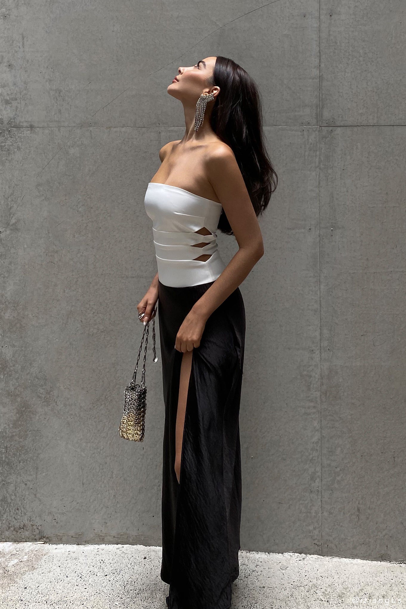 Brooklyn Two Tone Strapless Maxi Dress - Black