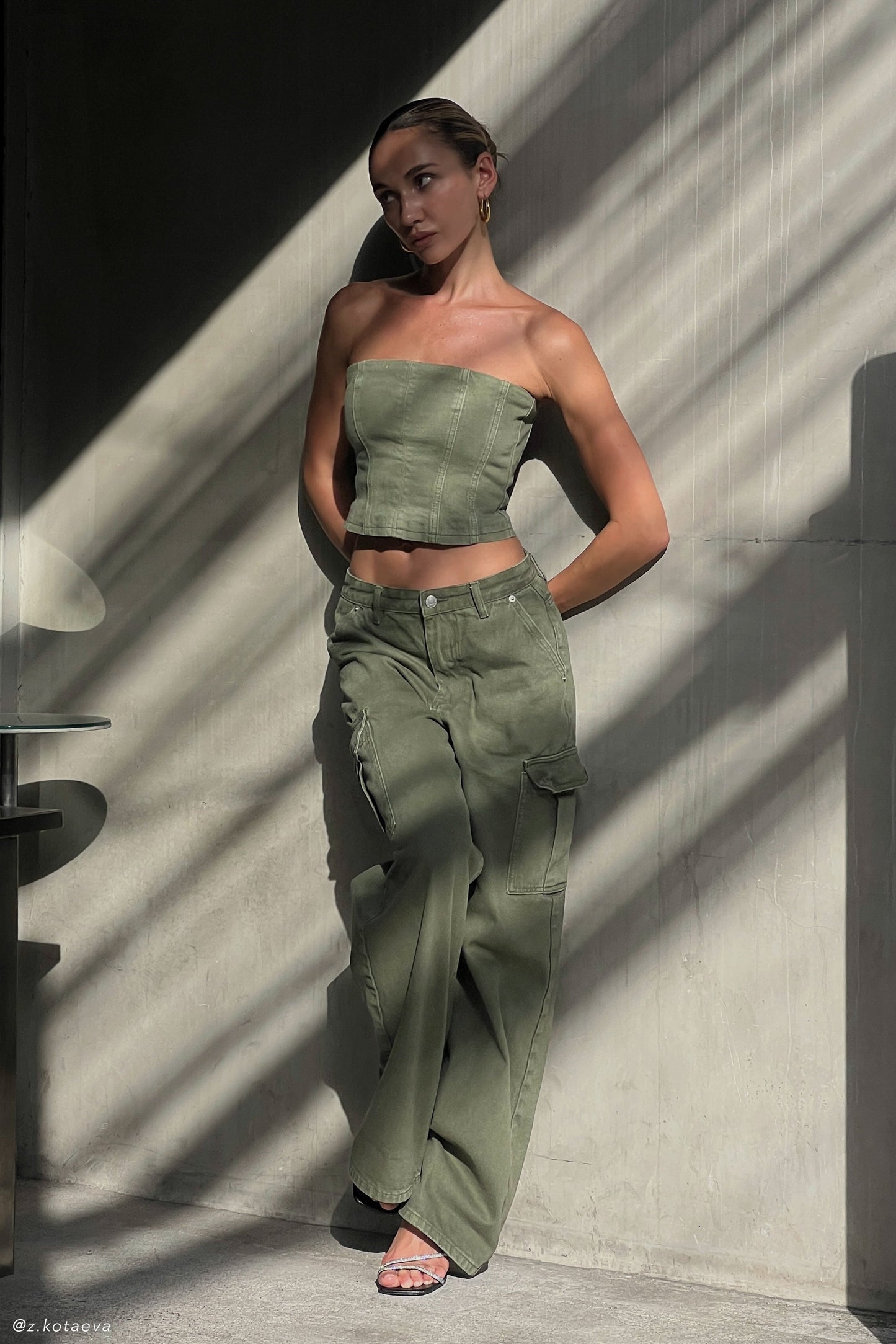 Jordana Denim Tube Top - Khaki