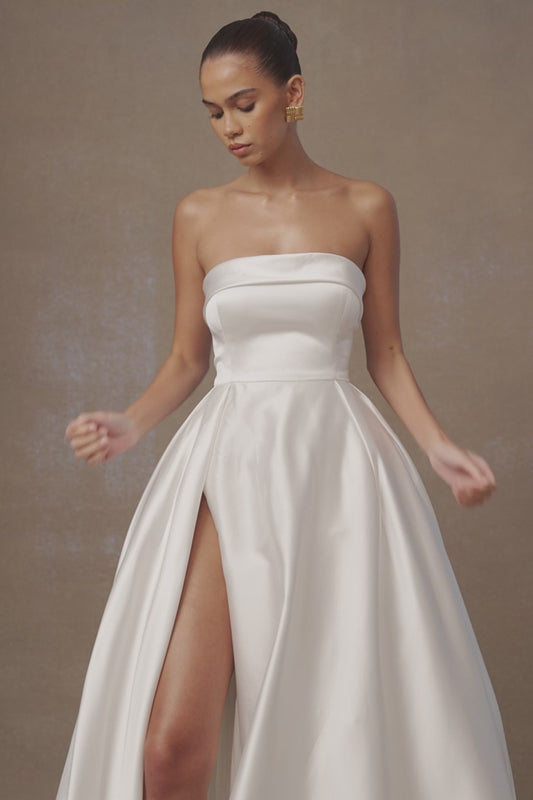 Eileen Strapless Wedding Gown - White