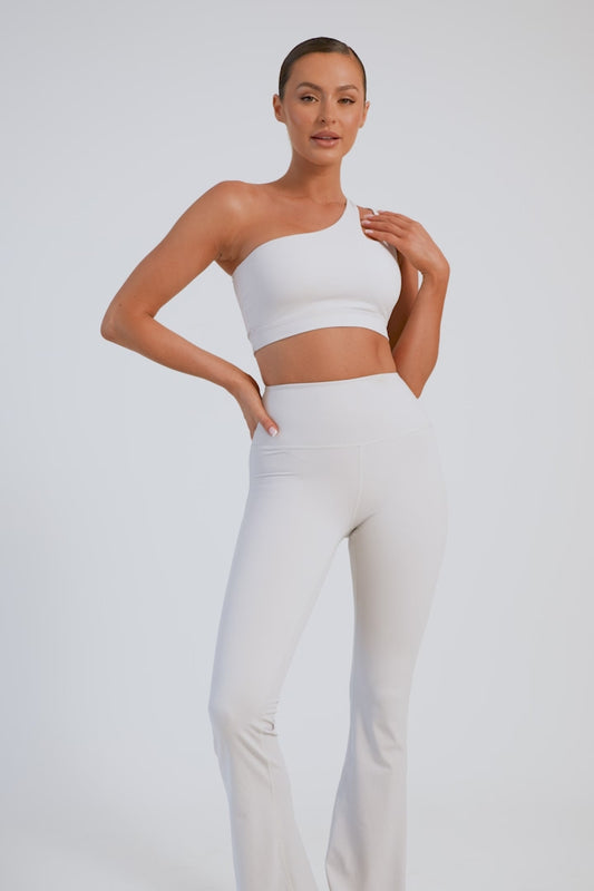 Floyd One Shoulder Crop Top - Ice Grey