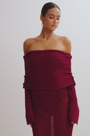 Marisol Off Shoulder Boucle Maxi Dress - Plum