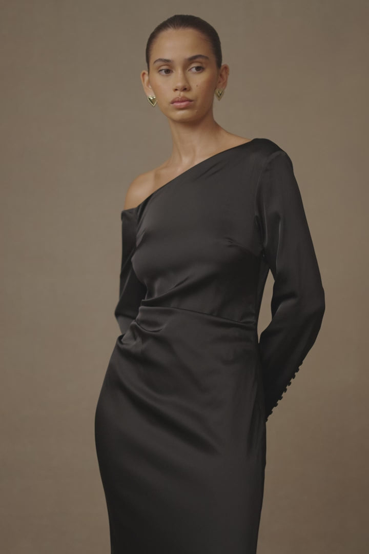 Avery Long Sleeve Maxi Dress - Black - MESHKI U.S