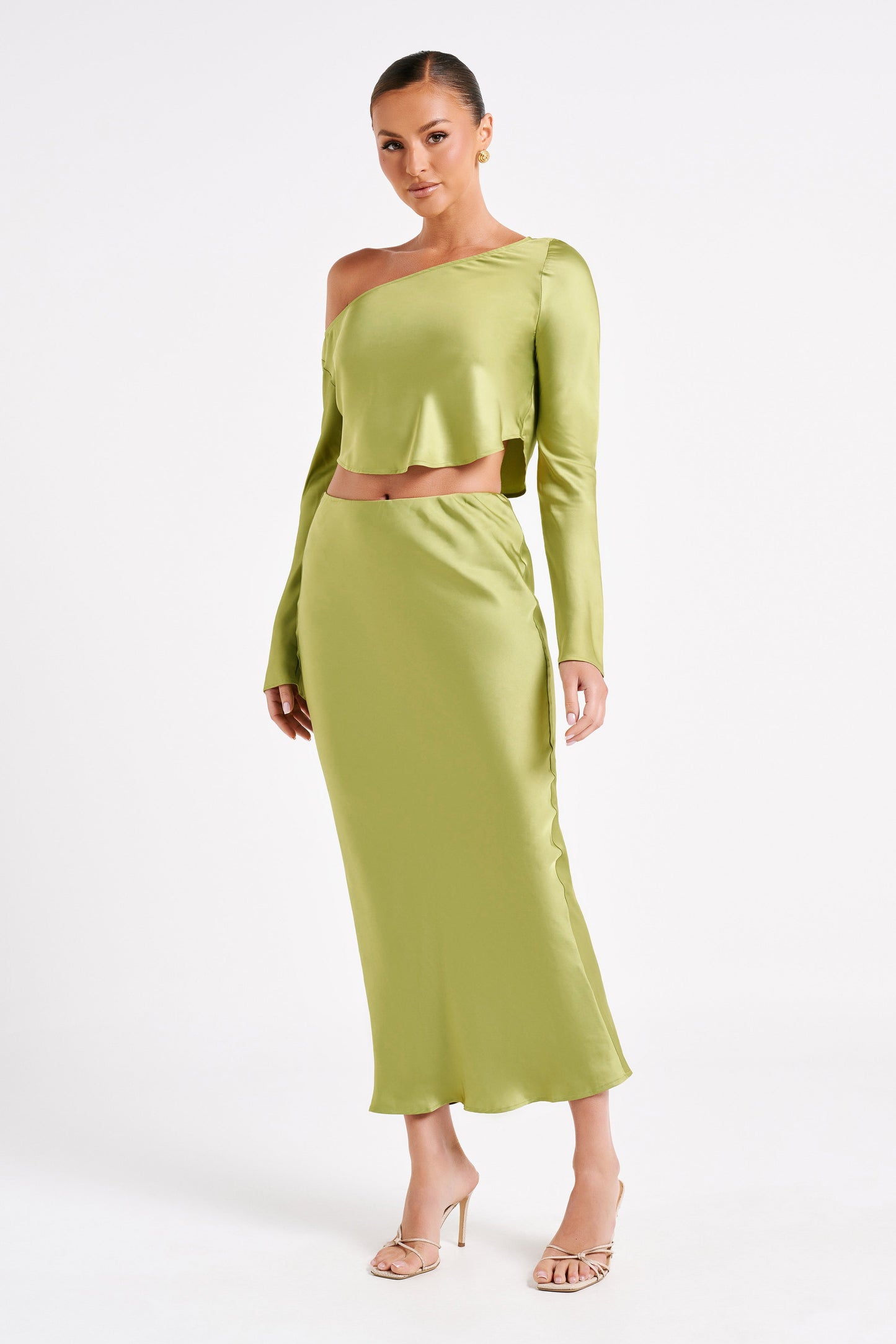 Violeta Satin Maxi Skirt - Parakeet Green