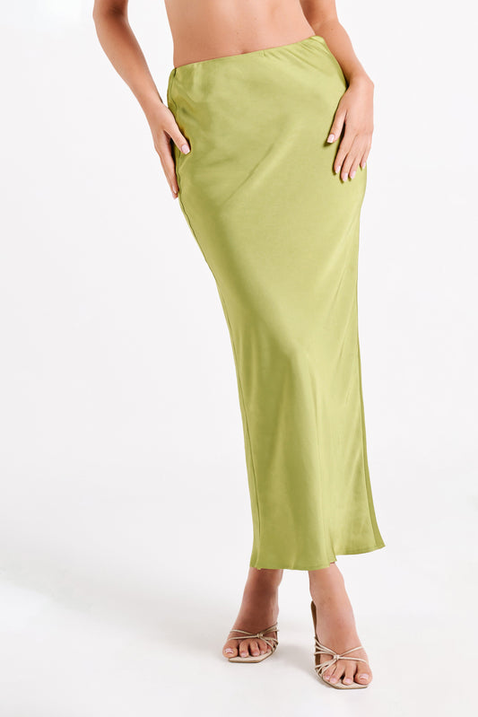 Violeta Satin Maxi Skirt - Parakeet Green