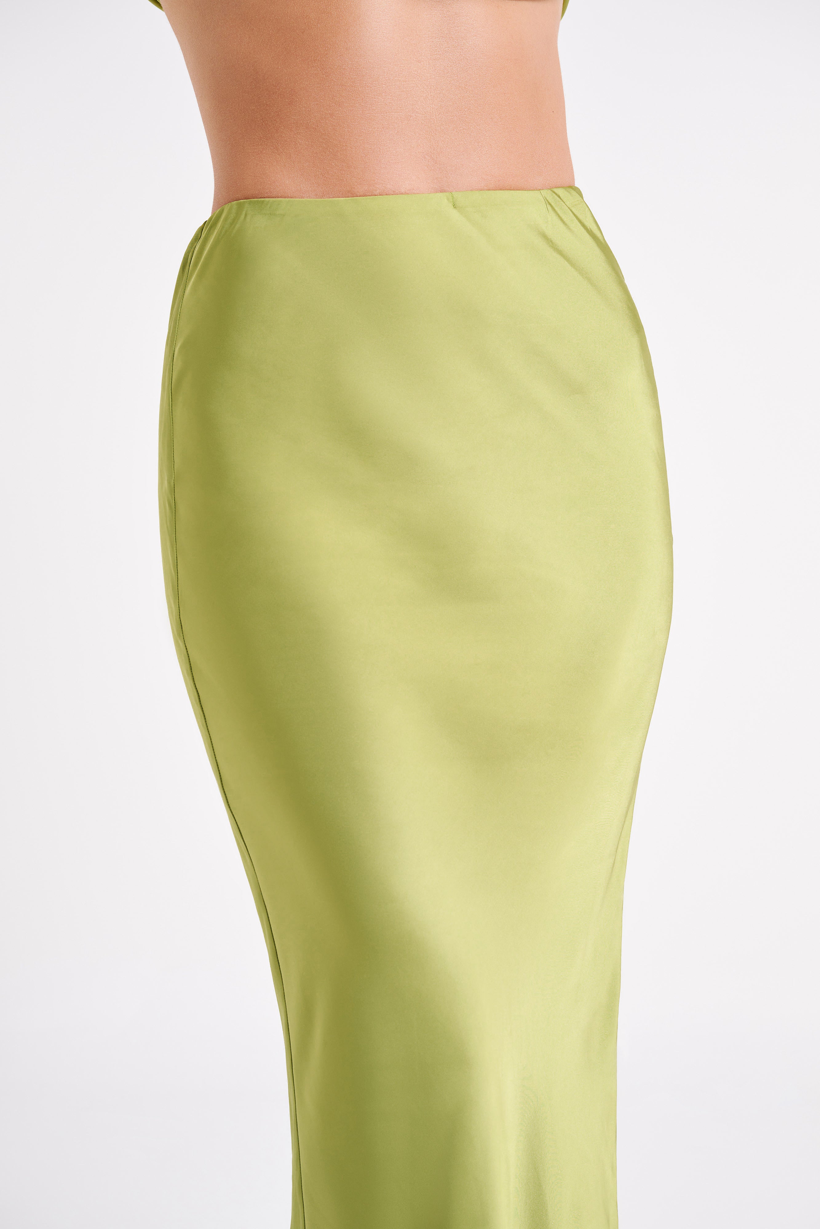 Green maxi skirt silk best sale